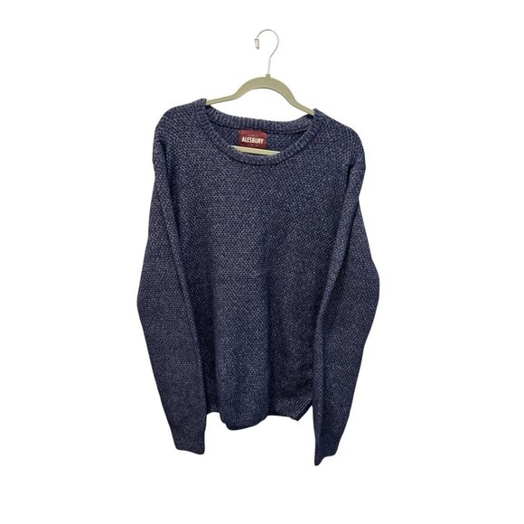 Alesbury Navy Blue Knit Sweater Mens Crewneck Long Sleeve Casual Cotton large - Picture 1 of 6